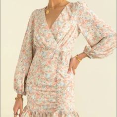 This Beautiful Floral Dress Is A Classic Sundae Muse Dress That Cinches Perfectly At The Waist. It Is In A Au Size 10 Which Fits A Us Size 4-6. In Perfect Condition, Never Worn. Muse Dress, Beautiful Floral Dresses, Floral Dress, Muse, Size 4, Long Sleeve Dress, Size 10, Womens Dresses, Long Sleeve