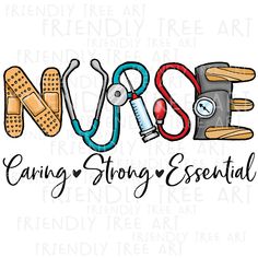 nurse svg file with the words nursing and medical equipment on it, as well as an