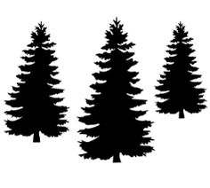 black and white silhouettes of trees on a white background