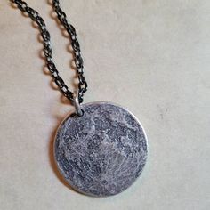 Celestial Coin Necklace With Moon Charm, Silver Moon-shaped Jewelry With Coin Pendant, Moon Phase Coin Necklace With Round Pendant, Celestial Round Coin Necklace With Moon Charm, Handmade Spiritual Round Coin Necklace, Everyday Engraved Round Pendant Jewelry, Engraved Round Pendant Jewelry For Everyday Use, Moon Phase Coin Necklace As Gift, Coin Necklace With Moon Charm As A Gift