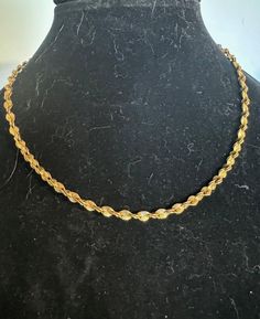 Gold toned chain necklace with a sturdy clasp and ready for wear measuring 16" from end to end Metal Rope Chain Necklace, Formal Gold Rope Chain Link Necklace, Formal Necklace With Lobster Clasp And Snake Chain, Formal Snake Chain Necklace With Lobster Clasp, Vintage Rope Chain Necklaces For Formal Occasions, Vintage Rope Chain Necklace For Formal Occasions, Gold Chain Choker Necklace For Formal Occasions, Vintage Gold Chain Choker Necklace, Formal Link Necklace With Lobster Clasp