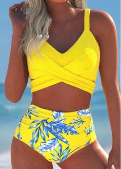 Color:Yellow;Size:S;Size:M;Size:L;Size:XL;Size:XXL;Bra Style:Padded;Support:Wire Free;Pad Style:Removable;Strap Style:Adjustable;Package Contents:1 X Bra , 1 X Panty;Occasion:Sport; Beach Bridesmaid Dresses, Plants Print, Trendy Swimsuits, Boutique Style Outfits, Curvy Swimwear, Plaid Outfits, Beach Shop, Bra Style, Black Swimwear