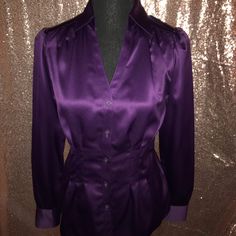 East 5th Long Sleeve 100% Polyester Blouse Purple Padded Long Sleeve Blouse, Purple Relaxed Fit Long Sleeve Blouse, Purple V-neck Blouse With Buttons, Polyester Blouse, Purple Relaxed Fit Button-up Blouse, Casual Purple Blouse 3/4 Sleeve, Button Down Shirts, Color Purple, Down Shirt