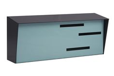 a black and blue cabinet with two drawers