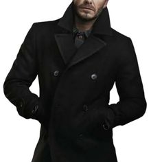 Nwt Guess Black Wool-Blend Double-Breasted Front Pockets Pea Coat Stunning Black Wool-Blend Notched Collar 3 Front Button Closure 4 Front Pockets Approx. Flat Lay Measurements: Pit To Pit 24"/ Length 34"/Sleeve 27" Beautiful Classic Coat Men's Size Xl Mens Wool Overcoat, Mens Wool Coats, Black Wool Coat, Wool Overcoat, Classic Coats, Wool Peacoat, Men Fashion Casual Outfits, Double Breasted Coat, Pea Coat