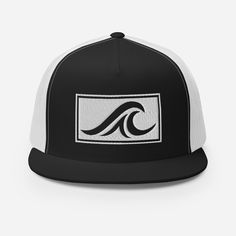 High profile snap back trucker hat with a knockout wave design. Just a clean embroidered graphic that makes for a great gift for someone who loves surfing, kayaking, fishing or just the ocean. Classic trucker cap style with a cool fabric blend.  * 47% cotton, 28% nylon, 25% polyester * Structured, five-panel, high profile * Flat bill * Snapback closure * Head circumference: 21⅝″-23⅝″ (53.3 cm-58.4 cm) * Blank product sourced from Vietnam or Bangladesh Ocean Wave Design, Snapback Hats Men, Surf Hats, Mens Trucker Hat, Gifts For Surfers, Cap Style, Ocean Wave, Wave Design, Snap Backs