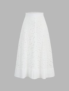 Eyelet Cotton Zippered Skirt – COMMENSE Two Piece Long Dress, Travel Attire, Mid Skirt, Cotton Midi Skirt, Zipper Skirt, Plain Style, Long Midi Dress, White Skirt, Evening Party Dress