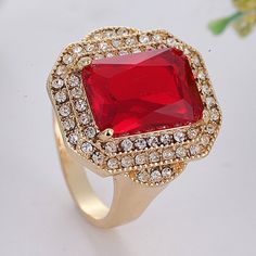 Rings-Hot Fashion Big Male Wide Red Zircon Stone Geometric Ring Luxury Yellow Gold Iced Out Wedding Rings For Men Women Hip Hop Model Number:33051983368 Red Open Diamond Promise Ring, Red Open Ring Jewelry For Wedding, Red Metal Ring Jewelry For Anniversary, Red Open Ring For Wedding, Red Open Ring For Valentine's Day, Red Diamond Open Ring For Wedding, Red Ruby Open Diamond Ring, Wedding Rings For Men, Ring Luxury