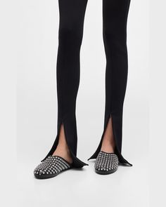 Find ALAÏA Crystal Stud Leather Flat Mules on Editorialist. ALAIA crystal studded leather mules Flat heel Round toe Slide style Rubber outsole Lining: Leather Made in Italy Alaia Flats, Alaia Shoes, Flat Mules, Shoes Collection, Studded Leather, Leather Mules, Leather Flats, Manolo Blahnik