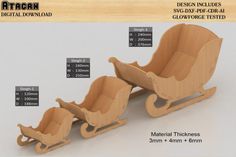 a wooden toy sleigh with measurements and instructions