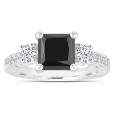 a black and white diamond engagement ring