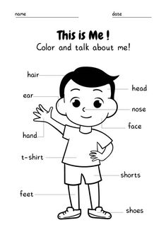 the parts of a boy worksheet for kids to learn and practice their language