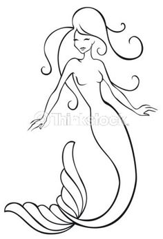 a drawing of a mermaid with long hair