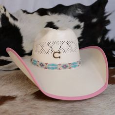 Charlie 1 Horse Gracie Jr. Girls Straw Cowboy Hat – Willow Lane Hat Co. Pink Western Straw Hat For Summer, Pink Adjustable Hat Bands For Summer, Pink Beach Hat Bands, Adjustable Pink Hat Band For The Beach, Adjustable Pink Hat Bands For The Beach, Adjustable Pink Hat Band For Beach, Adjustable Pink Hat Bands For Beach, Trendy Pink Straw Hat With Curved Brim, Country Style Pink Beach Hat