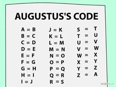 the augustus code is shown in black and white on a piece of paper with writing underneath it