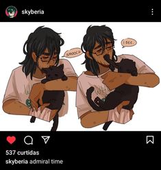 two people holding cats in their arms with captions above them that read skyleria