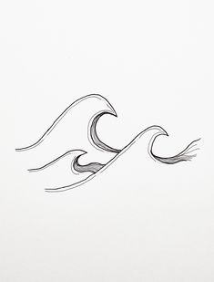 an ink drawing of waves in the ocean