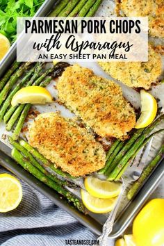 one pan parmesan pork chops with asparagus