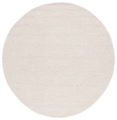 a round rug with an intricate design on the top and bottom, in white color