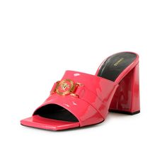 Versace Women's Gold Medusa Vernice Patent Leather Sandals Mules Shoes Product Details Retail Value: $950.00 This Is Authentic Versace Women's Pink&Gold Medusa Vernice Patent Leather Sandals Mules Shoes Sku: Shoes-6672 Country/Region Of Manufacture Italy Material: 100% Patent Leather Model: 1006143 1a02056 1pf8v Heel In Inches: 3.5" Versace Sandals, Versace Pink, Versace Shoes, Mule Clogs, Mules Shoes, Slide Sandals, Leather Sandals, Pink And Gold, Patent Leather