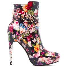 Gold Buckle, 5 Inch Hee Condition: Mint. Never Worn. High Heel Floral Print Boots For Party, High Heel Floral Print Party Boots, Shoes Heels Boots, Cute Shoes, Shoes Women Heels, Heeled Boots, Shoes Heels, Floral Print, Floral Prints