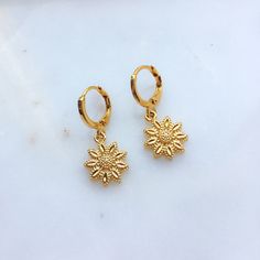 Litha Earrings Gold Jewelry With Sunflower Design For Summer, Summer Gold Jewelry With Sunflower Design, Sun Design Drop Earrings For Gifts, Gold Sunflower Dangle Jewelry, Adjustable Gold Sunflower Earrings, Sun Design Dangle Earrings For Gift, Gold Sunflower Adjustable Flower Earrings, Dainty Gold Band, Magic Fingers