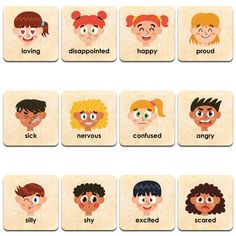 children's wooden puzzles with different faces and words for each individual to use in the game