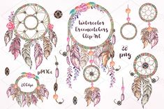 watercolor dream catchers clip art