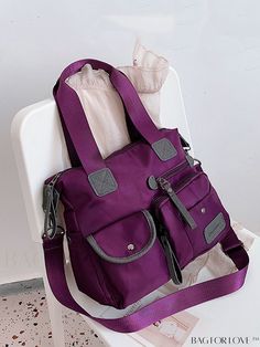 BagForLove - Waterproof Nylon Hand Bag: Womens Multi-Pocket Shoulder Crossbody for Travel and Everyday Use Product Description Color Purple Strap Type Double Handle Bag Size Medium Pattern Type Plain Type Shoulder Tote Bag Closure Type Zipper Features Waterproof Material Polyamide Composition 100% Nylon Size Chart INCH CM Bag Length Bag Width Bag Height Handle Height Strap Length 14.2 inch 4.7 inch 12.6 inch 5.1 inch 47.2 inch Bag Length Bag Width Bag Height Handle Height Strap Length 36 cm 12 c Nylon Satchel With Pockets, Nylon School Bags With Pockets, Nylon Shoulder Bag With Pockets, School Bags With Side Pockets In Nylon, Trendy Purple Shoulder Bag With Pockets, Nylon Bags With Pockets For Daily Use, Daily Use Nylon Bags With Pockets, Outdoor Nylon Shoulder Bag With Side Pockets, Nylon Satchel Shoulder Bag With Pockets