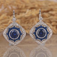 Sapphire Mosaic Earrings, Antique Earrings, 14K Gold Earrings, Round Diamond Engagement Earrings, Green Lever Back Diamond Women's Earrings Item Description: All Stone: Lab Diamond Stone Shape: Blue Round Cut Side Stone: Lab Diamond Metal Customization: 1. White Gold: 10K/14K/18K 2. Yellow Gold: 10K/14K/18K 3. Rose Gold: 10K/14K/18K 4. Silver: Sterling Silver 925 Metal / Color / Purity Detailed Options:- 925 SL - 925 Sterling Silver W/G - White Gold Y/G - Yellow Gold R/G - Rose Gold CZ Diamond - Sapphire Dangle Earrings In Fine Jewelry Style, Sapphire Sterling Silver Drop Earrings, Fine Jewelry Halo Design Drop Earrings, Fine Jewelry Sapphire Earrings With Halo Design, Nickel-free Wedding Earrings Fine Jewelry, Sapphire Earrings With Halo Design Fine Jewelry, Sapphire Halo Earrings Fine Jewelry, Nickel-free Fine Jewelry Earrings For Wedding, Fine Jewelry Anniversary Single Earring