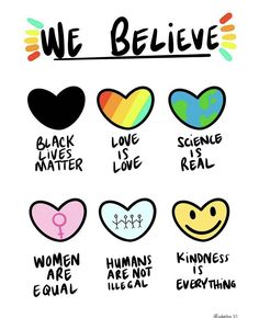 we believe poster with different types of heart shapes