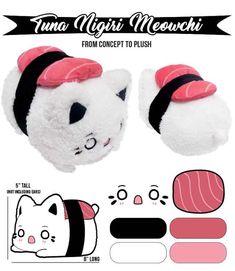 an image of a stuffed animal with sushi on it's head and the words tuna