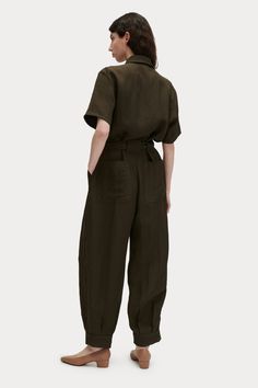 Belted Short Sleeve Jumpsuits And Rompers For Work, Short Sleeve Belted Jumpsuits And Rompers For Work, Chic Linen Jumpsuits And Rompers With Short Sleeves, Relaxed Fit Linen Jumpsuits And Rompers With Short Sleeves, Belted Short Sleeve Jumpsuits For Work, Belted Relaxed Fit Jumpsuits And Rompers For Work, Relaxed Fit Belted Jumpsuits And Rompers For Work, Relaxed Fit Linen Jumpsuit With Short Sleeves, Workwear Relaxed Fit Belted Jumpsuits And Rompers