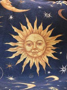 the sun and moon are depicted in this painting