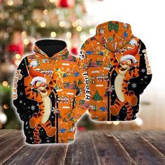 Tigger Santa Christmas Vibes Merry Christmas Zip Hoodie 3D Printed Tigger Christmas, Christmas Disney, Trendy Hoodies, Christmas Hoodie, Hoodie Zip, Fabric Cuff, Christmas Vibes, Seasons Of The Year, Christmas Hoodies