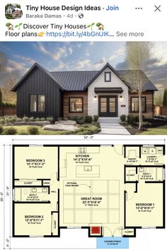 Small House Blueprints, One Level Homes, Brian Head, Bloxburg Houses, House Flippers, Barn House Design, Sims 4 House Design, House Layout Plans, Bungalow House Plans