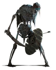 a stylized image of an alien attacking with a bow and arrow