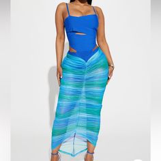 Available In Royal/Combo. Maxi Dress Bandage Top Adjustable Spaghetti Straps Surplice Cut Outs Mesh Skirt Ruched Hidden Back Zipper Bodysuit Lined Stretch Disclaimer: Print Placement May Vary Self: 90% Polyester 10% Spandex Contrast: 95% Polyester 5% Spandex Imported Blue Ruched Summer Maxi Dress, Blue Ruched Maxi Dress For Summer, Blue Ruched Maxi Dress For Vacation, Strapless Blue Midi Dress For Beach, Spring Beach Party Ruched Dress, Blue Strapless Midi Dress For Day Out, Strapless Blue Midi Dress For Day Out, Blue Spaghetti Strap Dress For Beach Party, Blue Strapless Dress For Beach Season