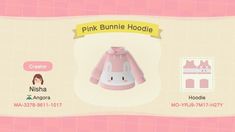 the pink bunny hoodie is on display