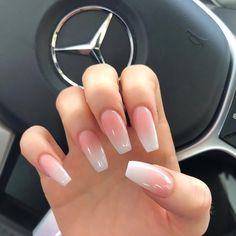 Stars Nails, Coffin Nails Ombre, Ombre Acrylic Nails, White Acrylic Nails, Simple Acrylic Nails, Summer Acrylic Nails