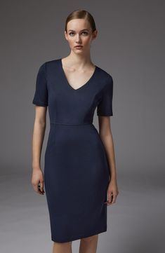 Structured seams and a cinched waist lend flattering elements to a timeless sheath dress framed by a V-neck and short sleeves. V-neck Short sleeves Lined 76% Lenzing™ EcoVero™ viscose, 20% polyester, 4% elastane Lenzing EcoVero viscose is a sustainably produced fiber using pulp made from renewable wood sources and certified with the EU Ecolabel for high environmental standards, including lower emissions and water usage than generic viscose Machine wash, line dry Imported This brand is certified Lk Bennett Dress, Lk Bennett, Viscose Dress, Dress Shapes, Mid Dresses, Cinched Waist, Nordstrom Dresses, Knee Length Dress, Get Dressed