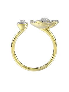 The Halo Flower Yellow Gold Ring features a yellow gold open band complete with a yellow gold and natural diamond camellia-inspired flower on one end and a single diamond on the opposing end. Gold Flower Ring With Diamond Accents, Yellow Gold Diamond Flower Open Ring, Yellow Gold Flower Ring With Single Diamond, Gold Flower Ring With Brilliant Cut, Gold Brilliant Cut Flower Ring, Gold Flower-shaped Diamond Ring With Accents, Gold Flower-shaped Diamond Ring For Formal Occasions, Formal Gold Flower-shaped Diamond Ring, Luxury Gold Flower Diamond Ring