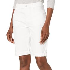 Gloria Vanderbilt Women's Amanda Utility Side Tab Bermuda Shorts In Voltage White New With Tags Size 12 Short Solid Cotton Capris, Spring Relaxed Fit Cargo Shorts, Spring Cargo Shorts With Relaxed Fit, Short Summer Cotton Capris, Summer Short Cotton Capris, Summer Cotton Capris, White Bottoms With Pockets And Short Inseam, Relaxed Fit Cargo Shorts For Spring, Casual Short Leg Cotton Capris