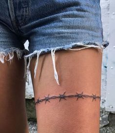 Barbed Wire Back Tattoo, Forearm Tattoo Women Country, Barbed Wire Tattoo Thigh, Barbwire And Flowers Tattoo, Hip Tattoos Women Western, Barb Wire Leg Tattoo, Western Dream Catcher Tattoo, Barbed Wire Spine Tattoo, Barbed Wire Leg Tattoo