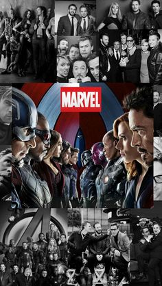 the avengers movie poster is shown in black and white, with many different pictures on it