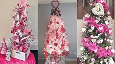 three different types of valentine's day decorations in pink, white and red colors