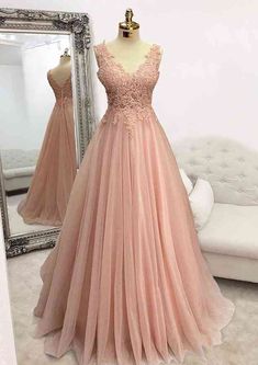 Pearl Pink Prom Dresses Sleeveless Tulle Evening Dress With Sweep Train, Sleeveless Tulle Dress With Sweep Train, Sleeveless Tulle Evening Dress For Prom Season, Sleeveless Embellished Evening Dress For Debutante Ball, Embellished Sleeveless Evening Dress For Debutante Ball, Sleeveless Tulle Evening Dress For Prom, Embellished Sleeveless Tulle Gown, Sleeveless Embellished Bridesmaid Gown, Sleeveless Evening Dress For Debutante Ball