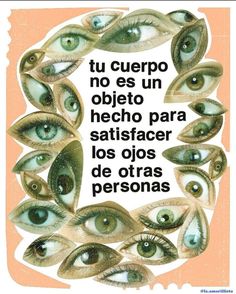 an advertisement with the words in spanish and pictures of eyeballs on it, as well as