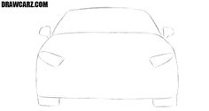 the front view of a car drawn in pencil