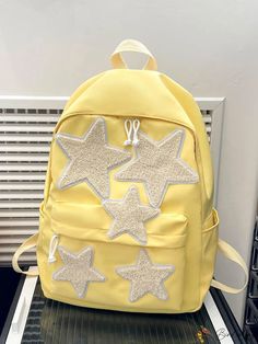 BirdinBag - Star Patch Decor Classic Backpack - Perfect for Students, Graduates, and Outdoor Travel Trendy Star-shaped Backpack For Everyday Use, Trendy Star-shaped Everyday Backpack, Star-shaped School Bags For Back To School, Star Backpack, Preppy Bags, Style Preppy, Pink Backpack, Word Wrap, Classic Backpack